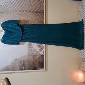 Forest Green Pleated Ruffle Off Shoulder Maternity Maxi Dress
